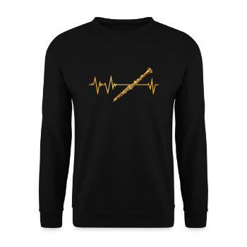 Klarinette Herzschlag - Unisex Pullover - Schwarz - Vorne - Alina (178cm) & Michal (187cm)