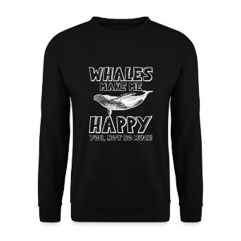 Les baleines me rendent heureux - Sweat-shirt Unisexe - noir - Devant - Alina (178cm) & Michal (187cm)