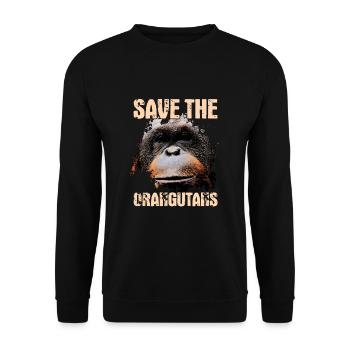 Schützt Die Orang-Utans - Unisex Pullover - Schwarz - Vorne - Alina (178cm) & Michal (187cm)