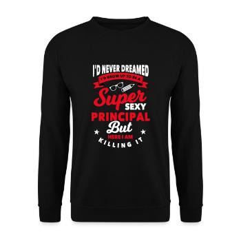 Schulleiter Geschenk - Unisex Pullover - Schwarz - Vorne - Alina (178cm) & Michal (187cm)