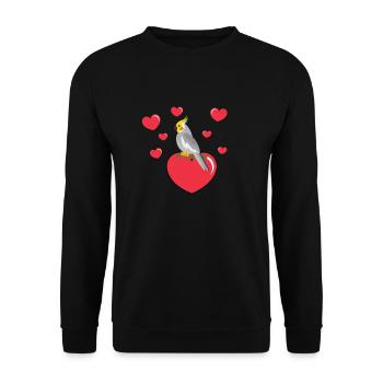 Nymph Parakeet With Heart - Unisex Sweatshirt - black - Front - Alina (178cm) & Michal (187cm)