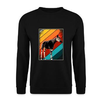 Okapi Retro Geschenk - Unisex Pullover - Schwarz - Vorne - Alina (178cm) & Michal (187cm)