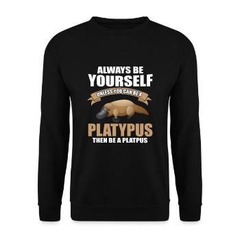 Schnabeltier Spruch - Unisex Pullover - Schwarz - Vorne - Alina (178cm) & Michal (187cm)