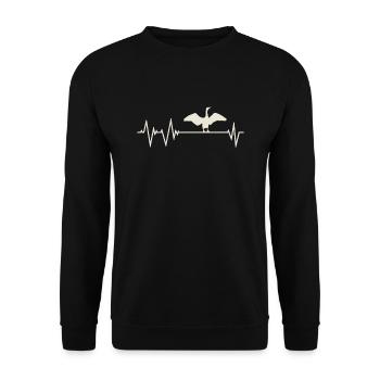 Kormoran Herzschlag - Unisex Pullover - Schwarz - Vorne - Alina (178cm) & Michal (187cm)