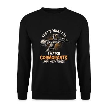 Cormorant Saying For Ornithologists - Unisex Sweatshirt - black - Front - Alina (178cm) & Michal (187cm)