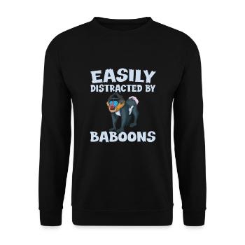 Pavian Spruch - Unisex Pullover - Schwarz - Vorne - Alina (178cm) & Michal (187cm)