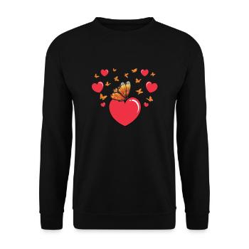 Schmetterling Herz - Unisex Pullover - Schwarz - Vorne - Alina (178cm) & Michal (187cm)