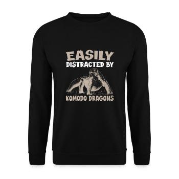 Komodowaran Echsenliebhaber - Unisex Pullover - Schwarz - Vorne - Alina (178cm) & Michal (187cm)