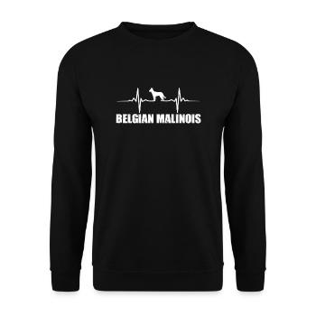 Belgischer Schäferhund Herzschlag - Unisex Pullover - Schwarz - Vorne - Alina (178cm) & Michal (187cm)