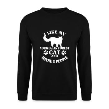 Norwegische Waldkatze Katzenliebhaber - Unisex Pullover - Schwarz - Vorne - Alina (178cm) & Michal (187cm)