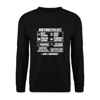 Motorradfahrer - Unisex Pullover - Schwarz - Vorne - Alina (178cm) & Michal (187cm)