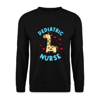 Kinderkrankenschwester Giraffe - Unisex Pullover - Schwarz - Vorne - Alina (178cm) & Michal (187cm)