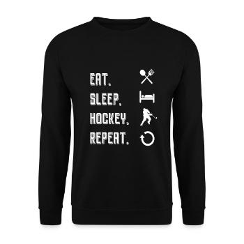 Eat Sleep Hockey Repeat Ice Hockey Gift Idea - Unisex Sweatshirt - black - Front - Alina (178cm) & Michal (187cm)