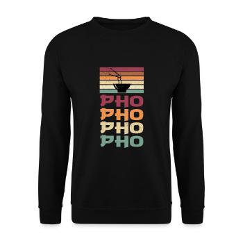 Pho Soup Retro Shirt - Unisex Sweatshirt - black - Front - Alina (178cm) & Michal (187cm)