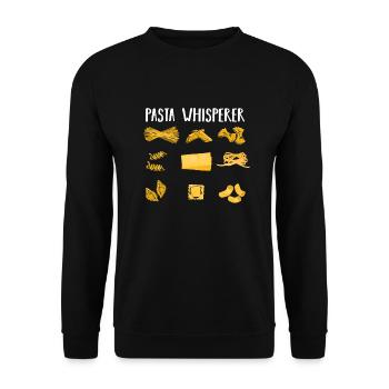 Pasta Flüsterer Geschenk - Unisex Pullover - Schwarz - Vorne - Alina (178cm) & Michal (187cm)