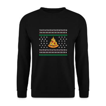 Pizza Weihnachtsgeschenk - Unisex Pullover - Schwarz - Vorne - Alina (178cm) & Michal (187cm)