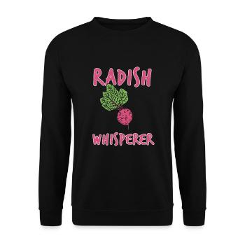 Radieschen Flüsterer Geschenk - Unisex Pullover - Schwarz - Vorne - Alina (178cm) & Michal (187cm)
