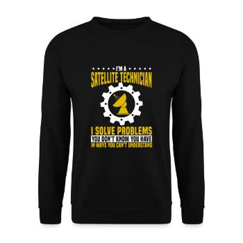 Satellite Technician - Unisex Sweatshirt - black - Front - Alina (178cm) & Michal (187cm)