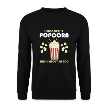Popcorn Geschenk - Unisex Pullover - Schwarz - Vorne - Alina (178cm) & Michal (187cm)
