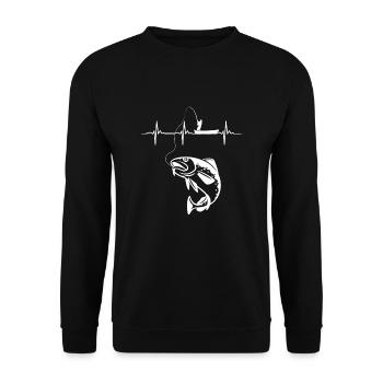 Cod Fishing Heartbeat - Unisex Sweatshirt - black - Front - Alina (178cm) & Michal (187cm)