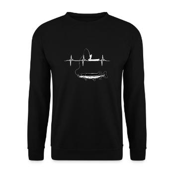 Pike Fishing Heartbeat - Unisex Sweatshirt - black - Front - Alina (178cm) & Michal (187cm)