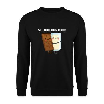 Schokomilch Geheimnis - Unisex Pullover - Schwarz - Vorne - Alina (178cm) & Michal (187cm)