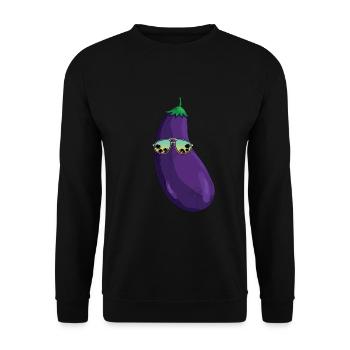 Coole Aubergine - Unisex Pullover - Schwarz - Vorne - Alina (178cm) & Michal (187cm)