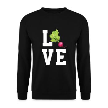 Ich LIebe Radieschen - Unisex Pullover - Schwarz - Vorne - Alina (178cm) & Michal (187cm)