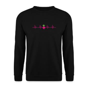 Radieschen Herzschlag - Unisex Pullover - Schwarz - Vorne - Alina (178cm) & Michal (187cm)