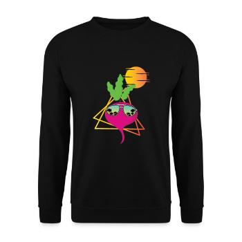 Retro Radieschen - Unisex Pullover - Schwarz - Vorne - Alina (178cm) & Michal (187cm)