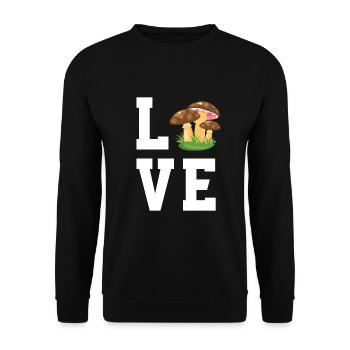 Ich Liebe Pilze - Unisex Pullover - Schwarz - Vorne - Alina (178cm) & Michal (187cm)
