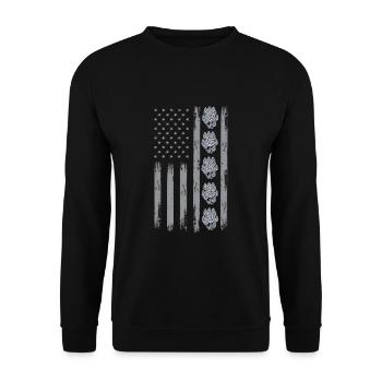 USA Morcheln Pilzsammler - Unisex Pullover - Schwarz - Vorne - Alina (178cm) & Michal (187cm)