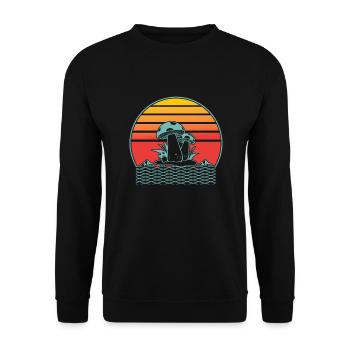 Pilze Retro - Unisex Pullover - Schwarz - Vorne - Alina (178cm) & Michal (187cm)