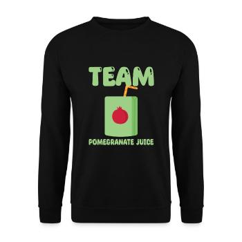 Team Granatapfelsaft - Unisex Pullover - Schwarz - Vorne - Alina (178cm) & Michal (187cm)