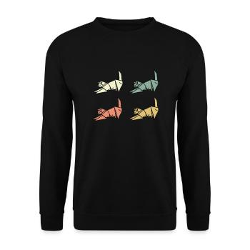 Origami Katzen - Unisex Pullover - Schwarz - Vorne - Alina (178cm) & Michal (187cm)