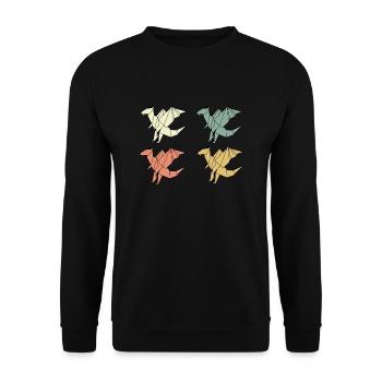 Origami Drachen - Unisex Pullover - Schwarz - Vorne - Alina (178cm) & Michal (187cm)