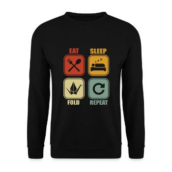 Origami Papier Falten - Unisex Pullover - Schwarz - Vorne - Alina (178cm) & Michal (187cm)