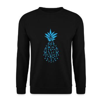 Ananas Musiknoten - Unisex Pullover - Schwarz - Vorne - Alina (178cm) & Michal (187cm)
