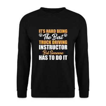 Truck Driving Instructor - Unisex Sweatshirt - black - Front - Alina (178cm) & Michal (187cm)