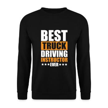 Bester LKW Fahrlehrer - Unisex Pullover - Schwarz - Vorne - Alina (178cm) & Michal (187cm)