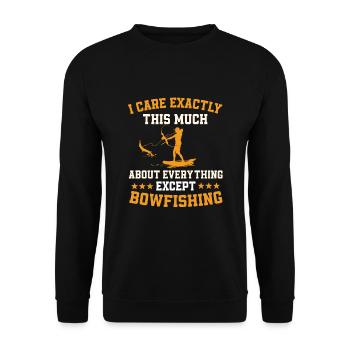 Bogenfischen Spruch - Unisex Pullover - Schwarz - Vorne - Alina (178cm) & Michal (187cm)