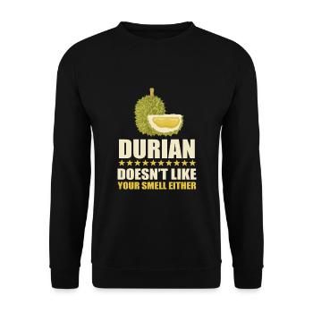 Durian saying - Unisex Sweatshirt - black - Front - Alina (178cm) & Michal (187cm)