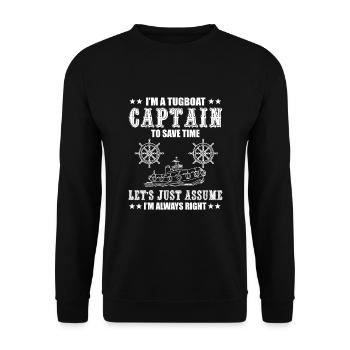 Schleppschiff Kapitän - Unisex Pullover - Schwarz - Vorne - Alina (178cm) & Michal (187cm)