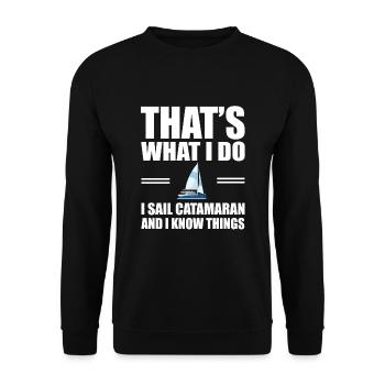 Catamaran Boat - Unisex Sweatshirt - black - Front - Alina (178cm) & Michal (187cm)