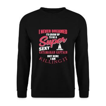 Catamaran Captain - Unisex Sweatshirt - black - Front - Alina (178cm) & Michal (187cm)