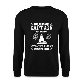 Catamaran Captain - Unisex Sweatshirt - black - Front - Alina (178cm) & Michal (187cm)