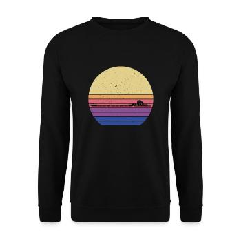 Lastkahn Retro Shirt - Unisex Pullover - Schwarz - Vorne - Alina (178cm) & Michal (187cm)