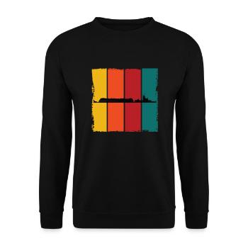 Schleppschiff Retro - Unisex Pullover - Schwarz - Vorne - Alina (178cm) & Michal (187cm)