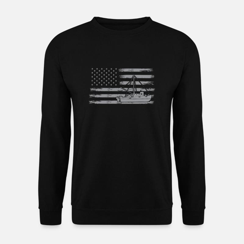 Fischkutter USA Fahne - Unisex Pullover - Schwarz