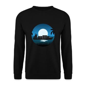 Feederschiff Mond - Unisex Pullover - Schwarz - Vorne - Alina (178cm) & Michal (187cm)